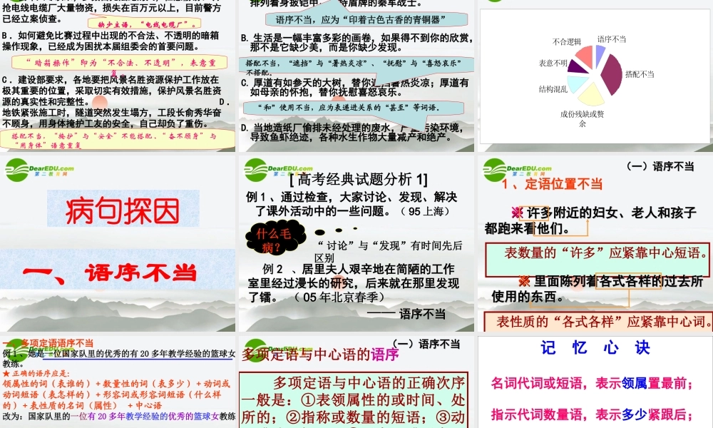 高考语文 正确辨析病句专题课件