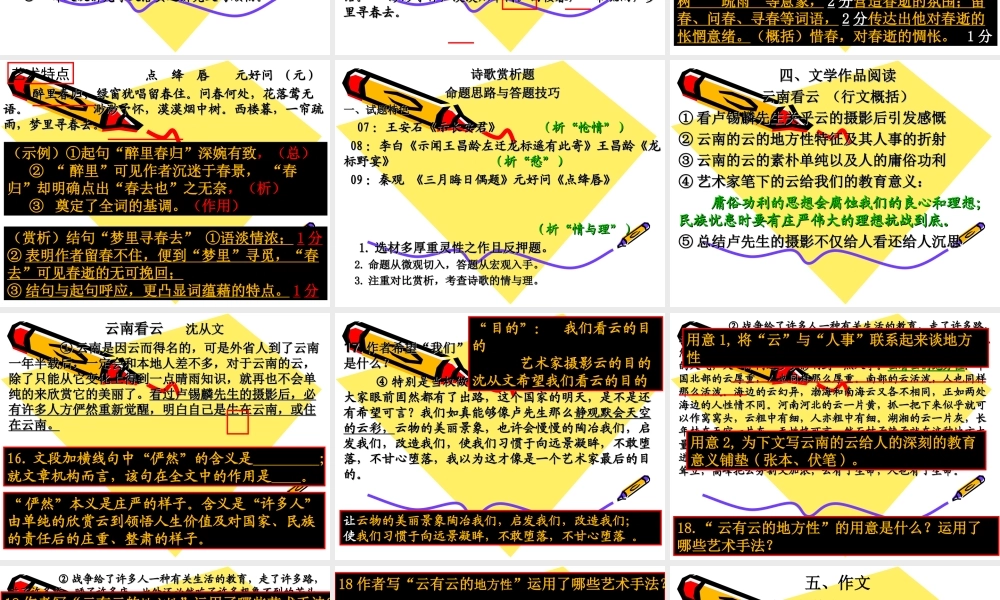 湖南省高三语文高考卷析课件