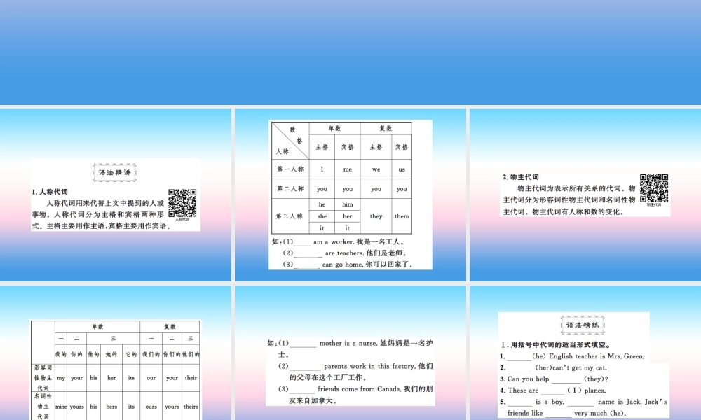 秋七年级英语上册 Unit 2 Colours and Clothes语法精讲精练课件 (新版)冀教版 课件