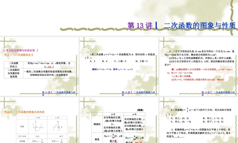 二次函数函数及其图象