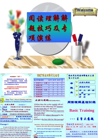 高二英语阅读技考及专项演练课件 人教版 课件