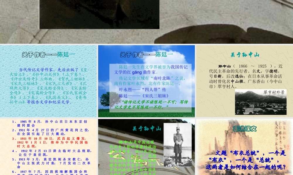 高中语文( 布衣总统 孙中山)课件4 粤教版必修1 课件