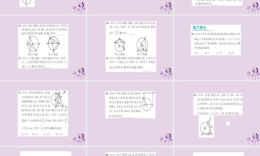 湖北省中考数学一轮复习 第六章 圆 第一节 与圆有关的性质(习题提升)课件