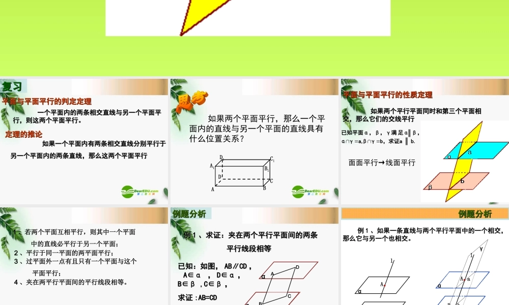 高中数学 224平面与平面平行的性质精品课件 新人教版必修 课件