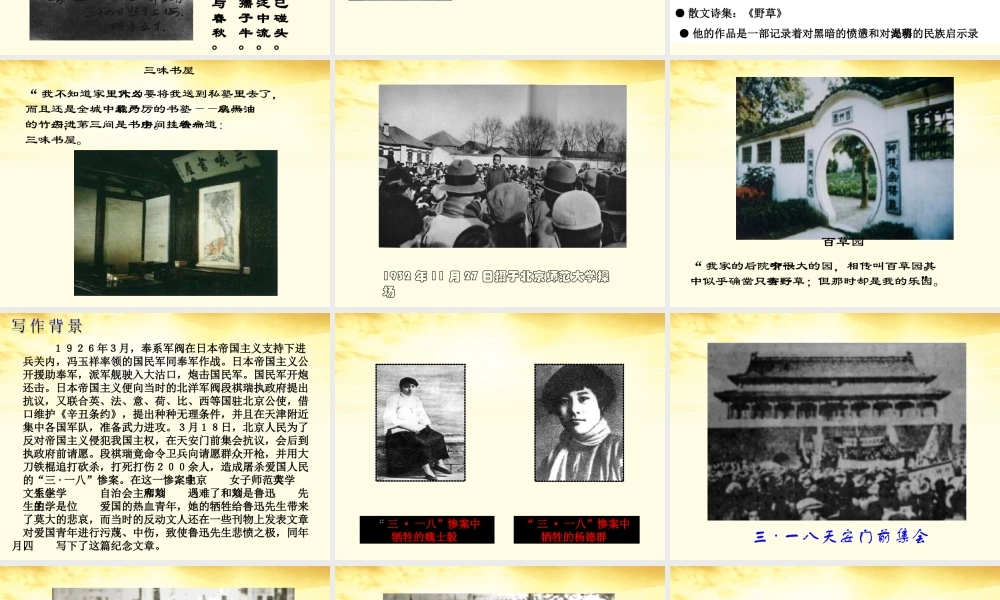 语文 3.2.1(记念刘和珍君)同步备课课件 苏教版必修5 课件