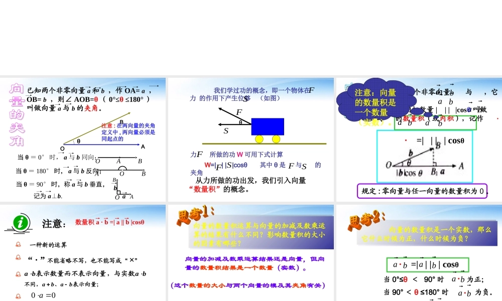高中数学 平面向量的数量积课件 新人教A版必修4 课件