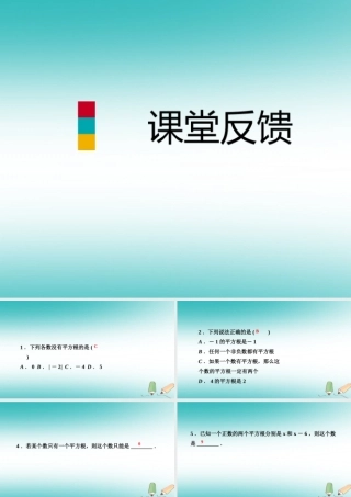 秋八年级数学上册 第11章 数的开方 11.1 平方根与立方根 1 平方根 第1课时 平方根课堂反馈导学课件 (新版)华东师大版 课件