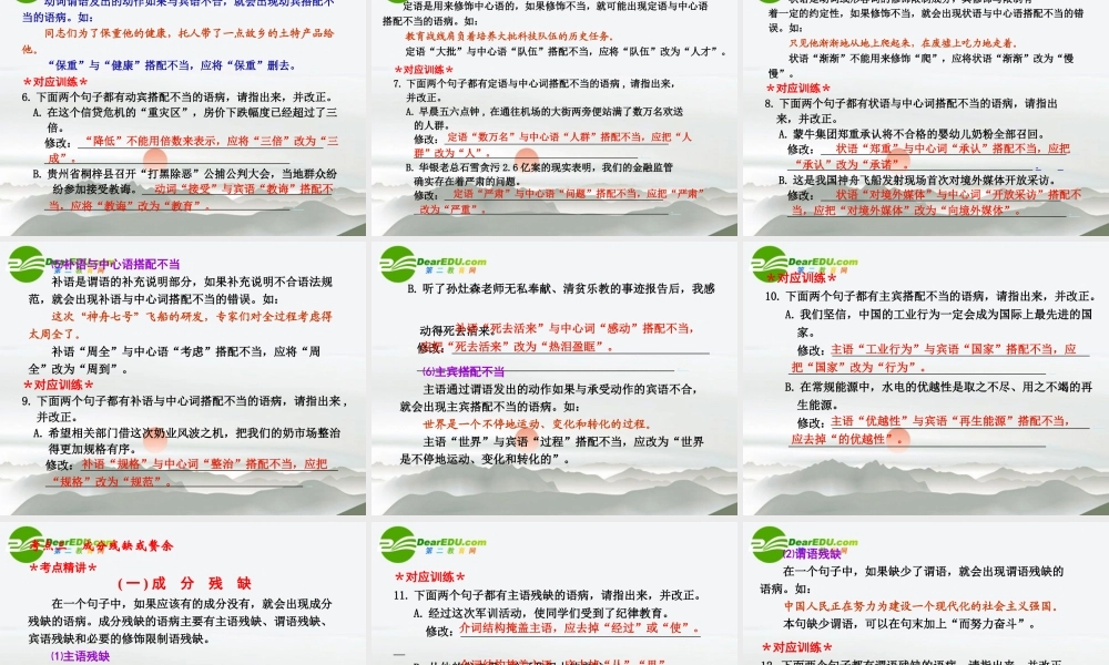 高考语文 辨析并修改病句复习课件 新人教版
