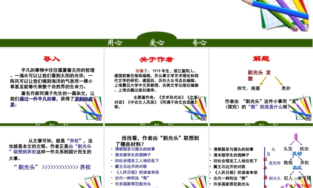 高中语文 (剃光头发微)精品课件 人教版第二册 课件