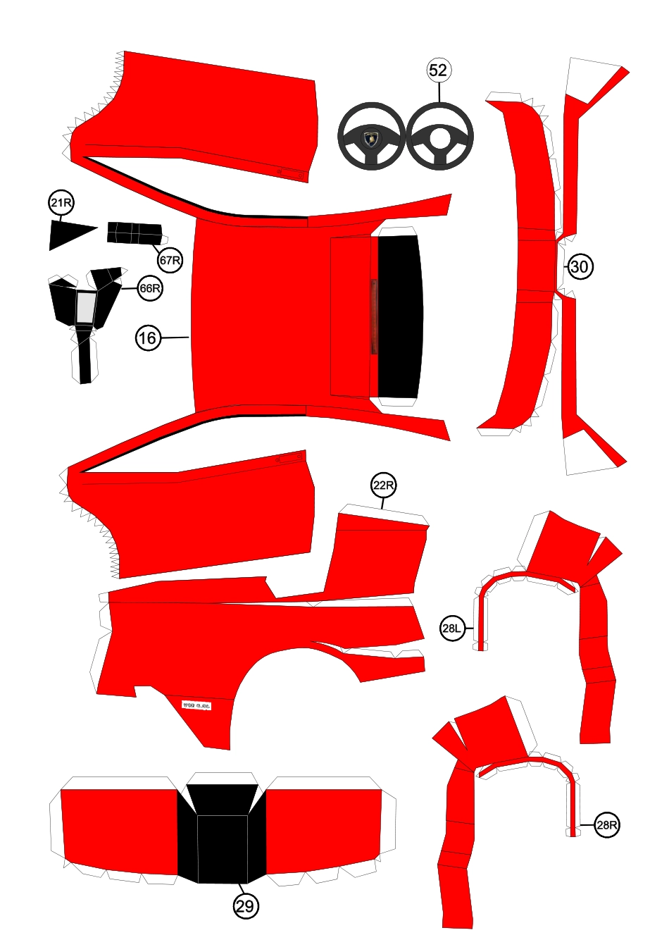 超级跑车兰博基尼Lamborghini-Murcielago纸模图纸5_第3页