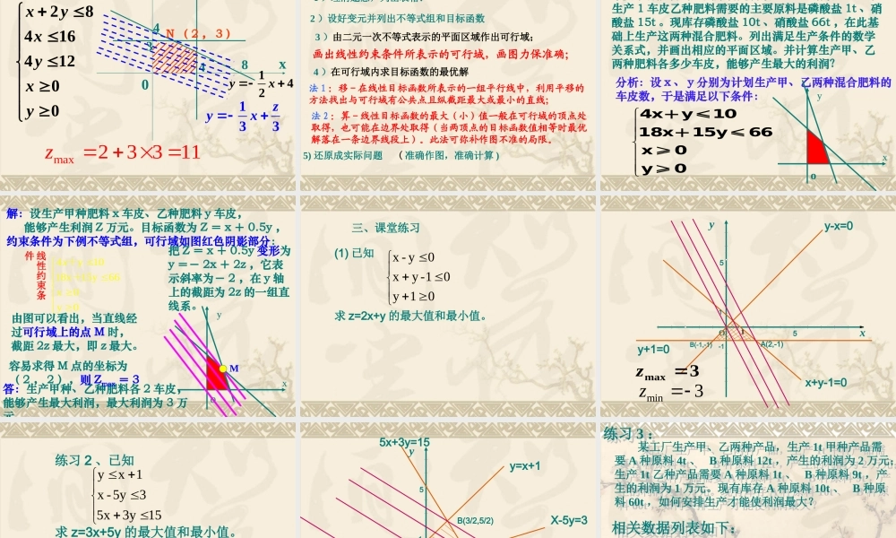 高二数学必修5 简单的线性规划1 课件