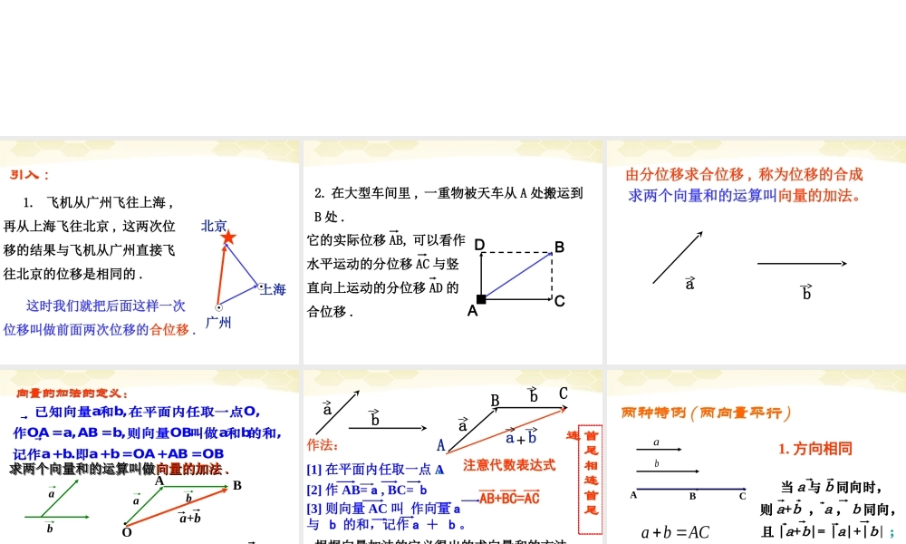 高中数学 212(向量的加法)课件(1) 新人教B版必修4 课件