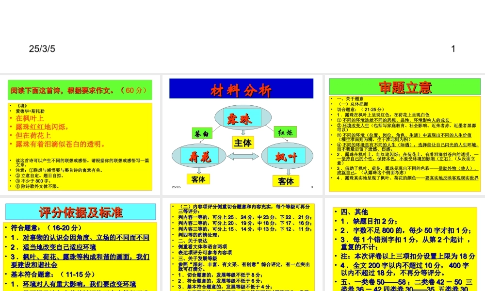 高中语文诗歌类材料作文指导与评析(课件) 课件