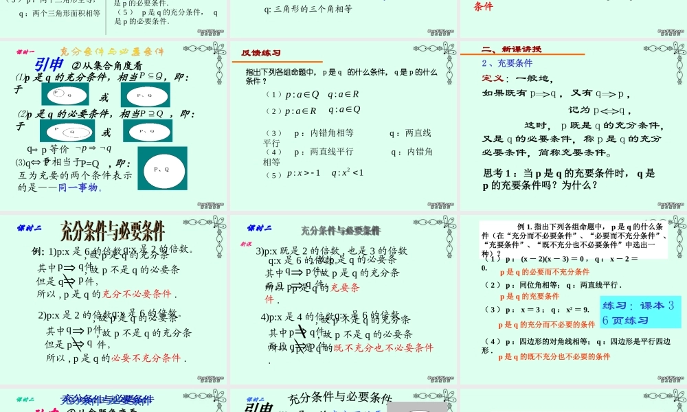 高一数学充分条件和必要条件课件 新课标 人教B版 课件