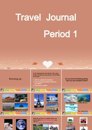 高中英语(Unit 3 Travel journal)period 1课件 新人教版必修1 课件