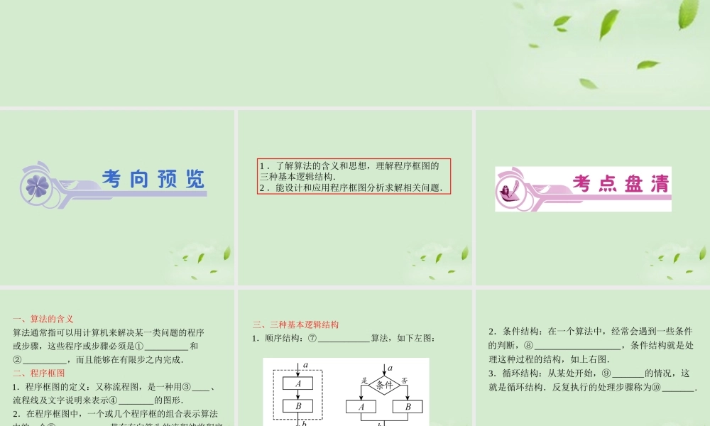 高考数学一轮总复习 第36讲 算法与程序框图课件 文 新课标 课件