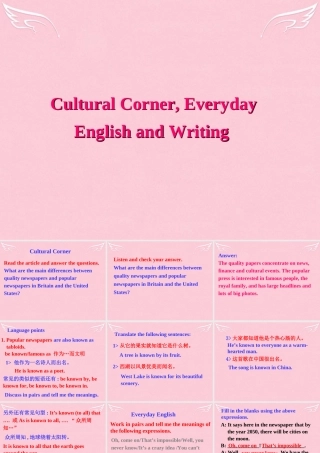 高中英语 Module 5 Newspapers and Magazines Everyday English writing and cultural corner课件 外研版必修2 课件