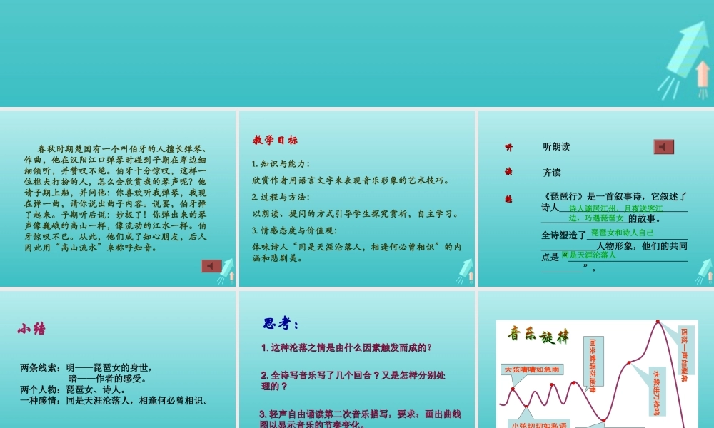 高中语文第二单元6琵琶行并序课件1新人教版必修3 课件
