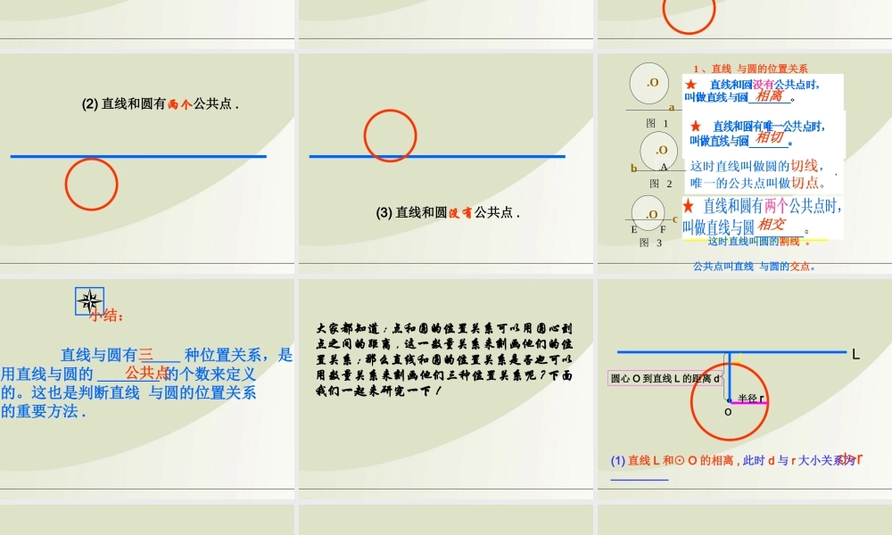 高中数学 222直线与圆的位置关系课件 苏教版必修2 课件