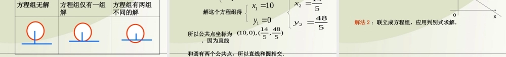 高中数学 222直线与圆的位置关系课件 苏教版必修2 课件