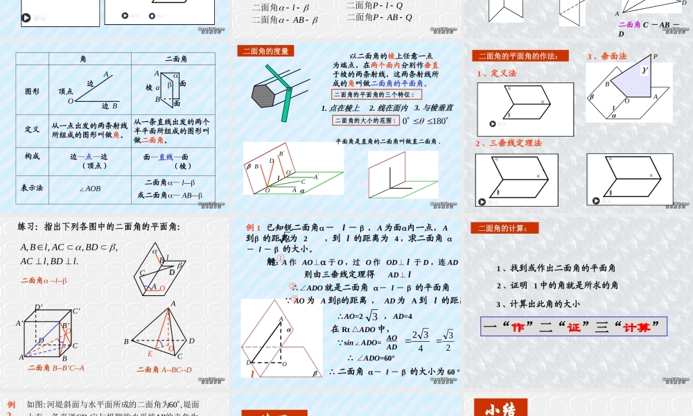 高二数学下学期二面角第一课时课件 人教版 课件