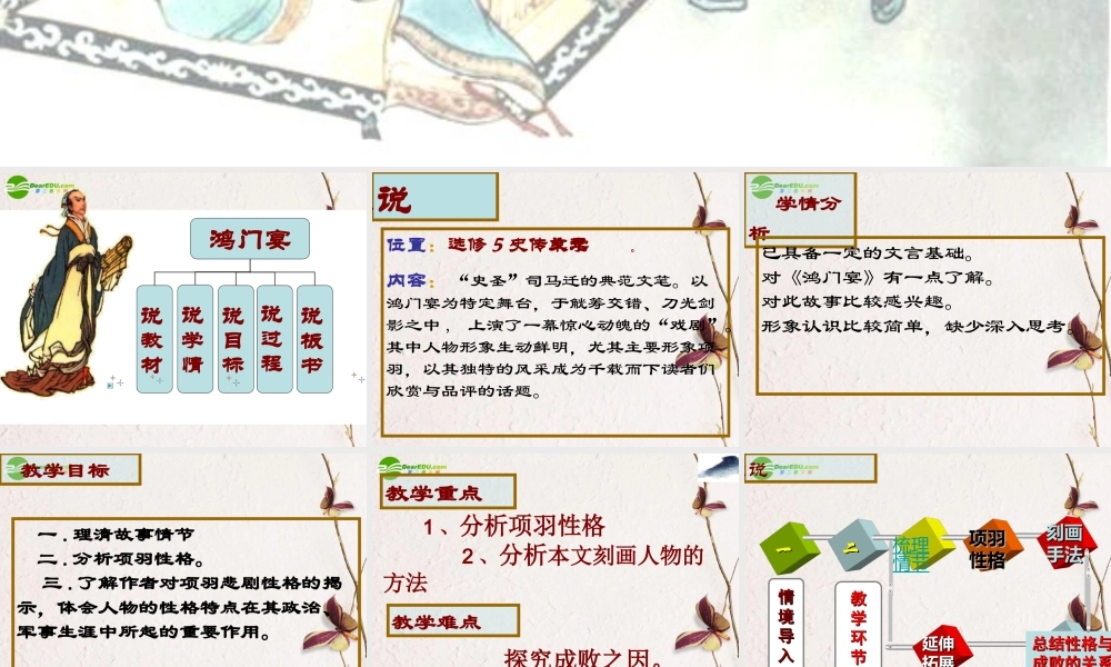 高中语文(鸿门宴)说课课件 语文版必修5 课件