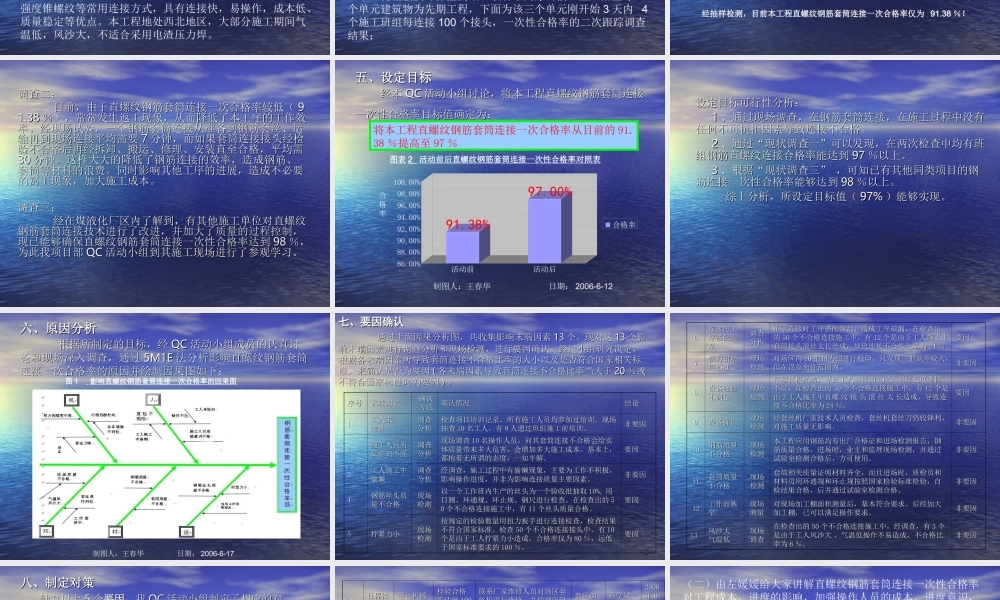提高直螺纹钢筋套筒连接一次性合格率QC