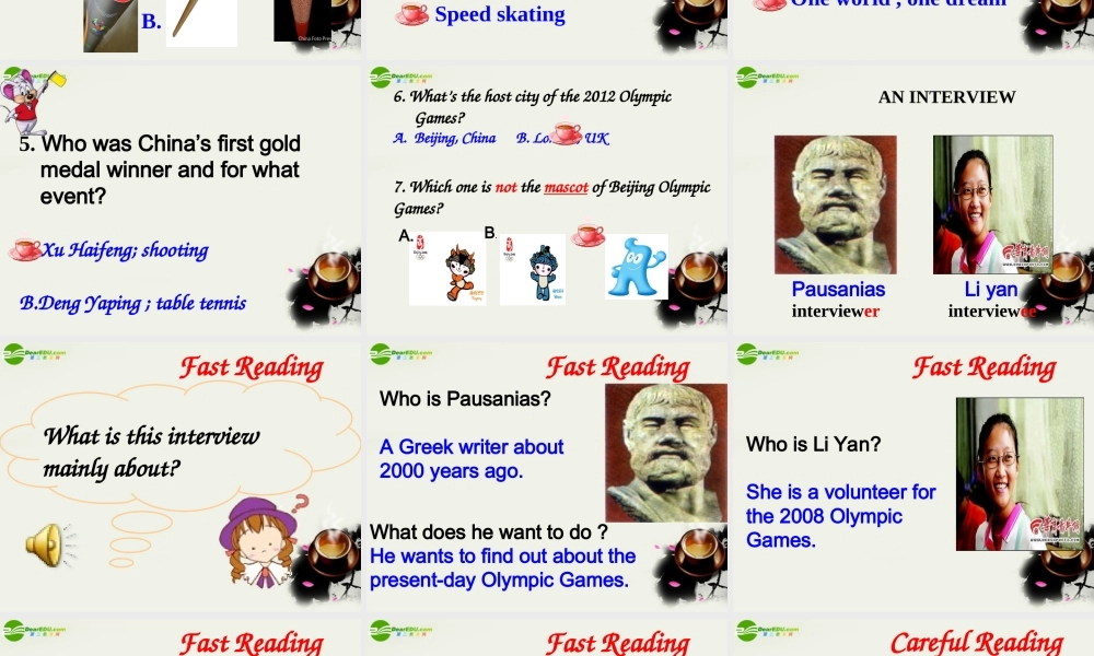高中英语 Unit 2The Olympic Games课件 新人教版必修2 课件