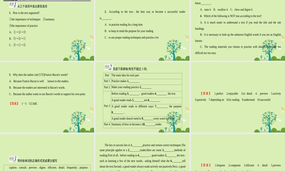 英语 Unit 4 Learning effectively Period Ⅰ 单元预习课课件 新人教版选修10 课件