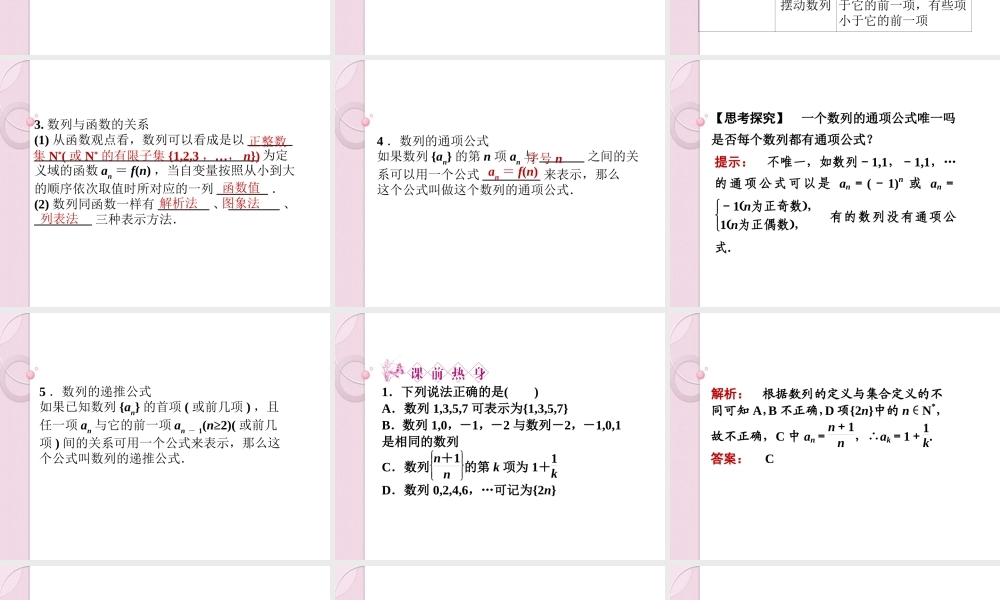 高三数学一轮复习 第五章 第1课时 数列的概念与简单表示课件 文 新人教A版 课件