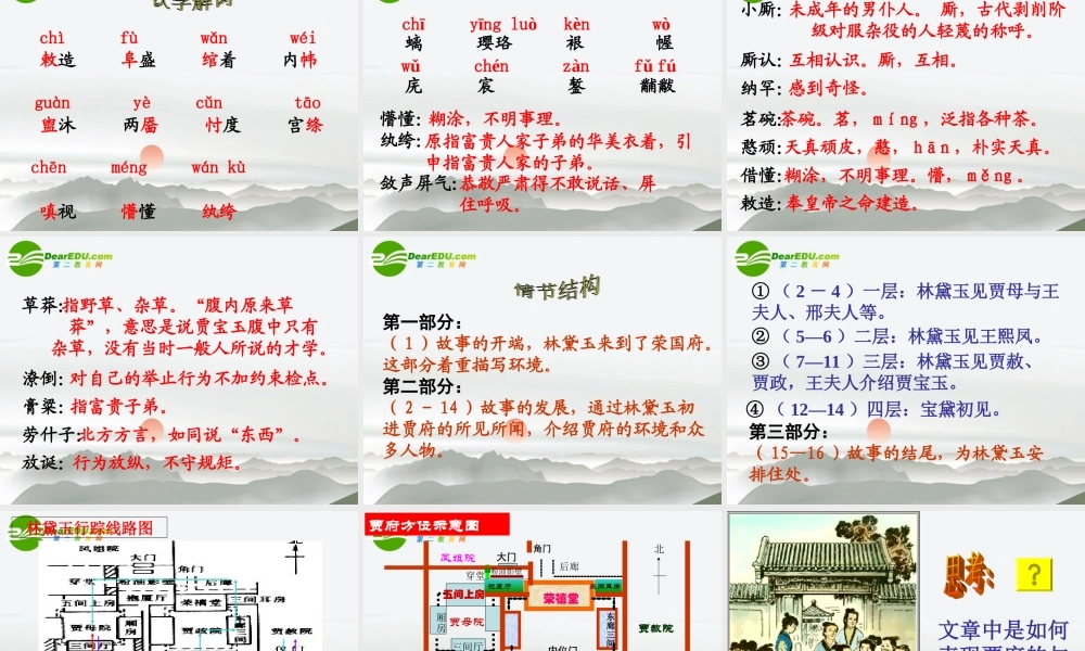 高中语文 第一单元之(林黛玉进贾府)课件 新人教版必修3 课件