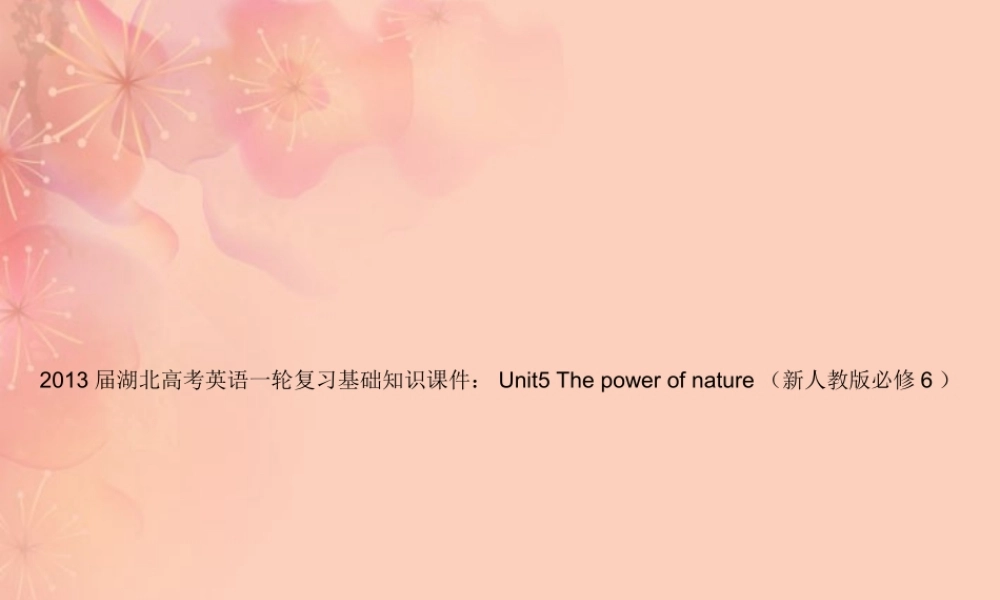湖北省高考英语一轮复习基础知识课件 Unit5 The power of nature 新人教版选修6 课件