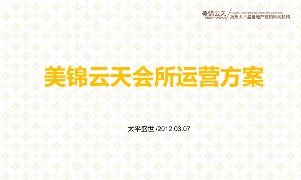 美锦云天会所运营方案