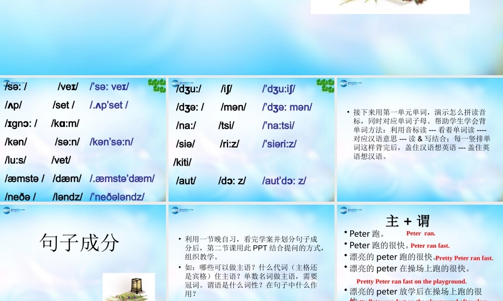 高中英语 unit1 音标 句子成分课件 新人教版必修1 课件