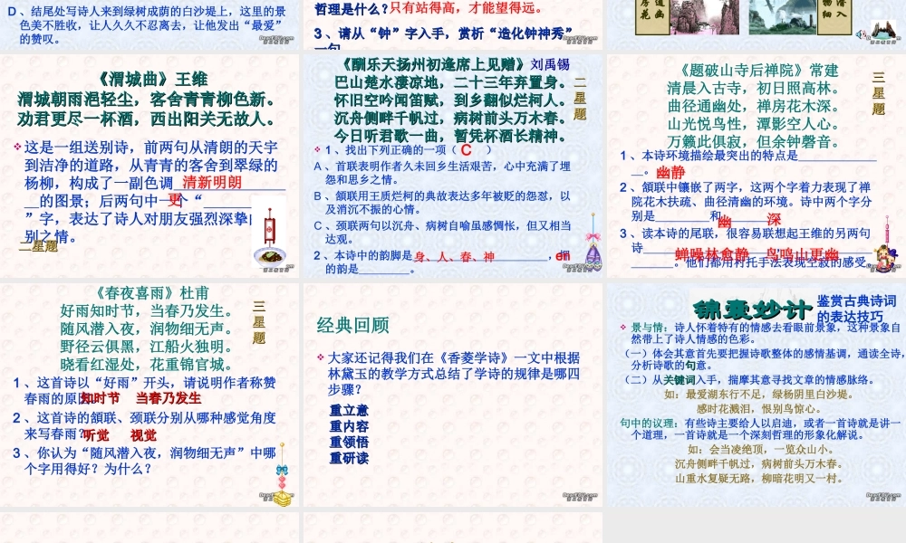 诗的赏析 中考语文必胜宝典课件集