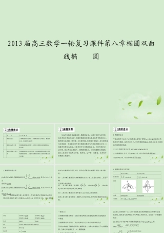 高三数学一轮复习 第八章椭圆双曲线椭圆课件 文 课件