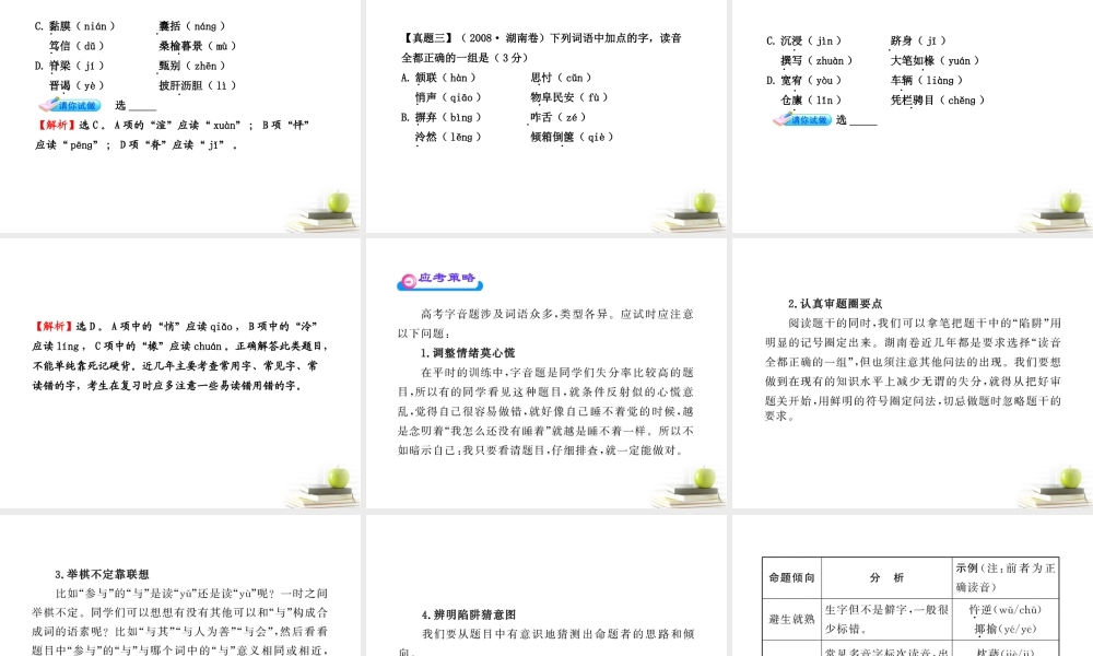 高中语文全程复习方略 11 现代汉语普通话常用字的字音配套课件 新人教版 (湖南专用) 课件