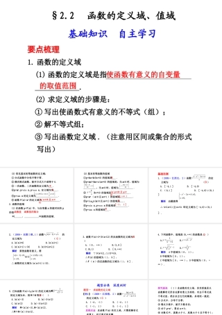 高三数学高考(理)总复习系列课件：2.2  函数的定义域、值域人教大纲版 高三数学高考(理)总复习系列课件： 函 数人教大纲版 高三数学高考(理)总复习系列课件： 函 数人教大纲版