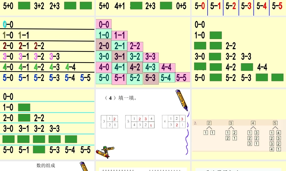 2013一年级上册5以内加减法表整理