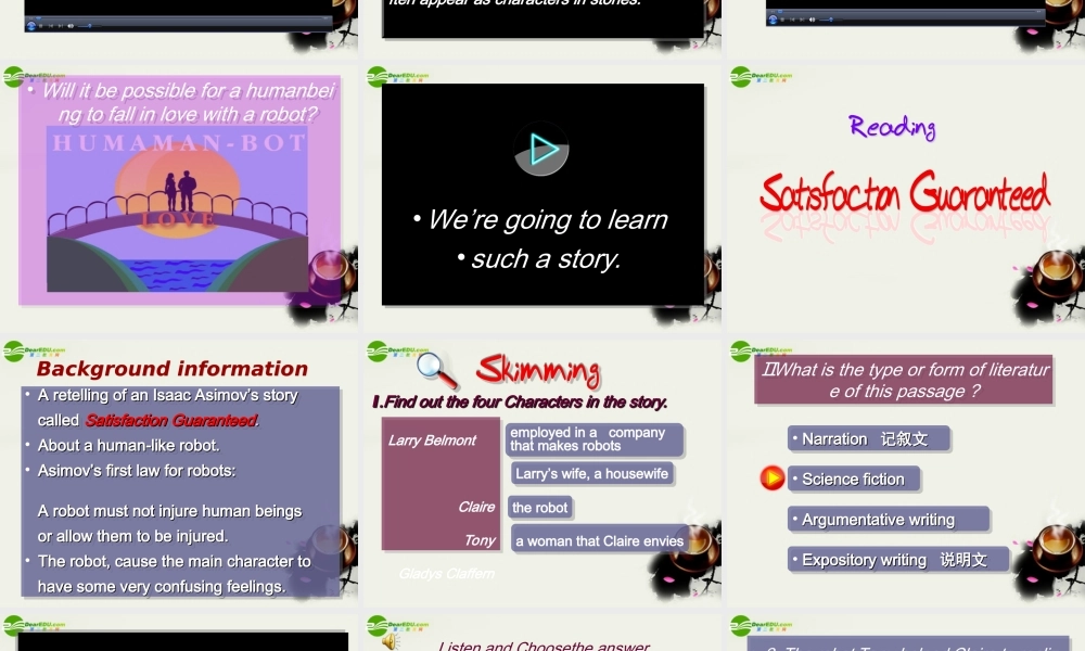 高中英语 Unit 2RobotReading课件 新人教版选修7 课件