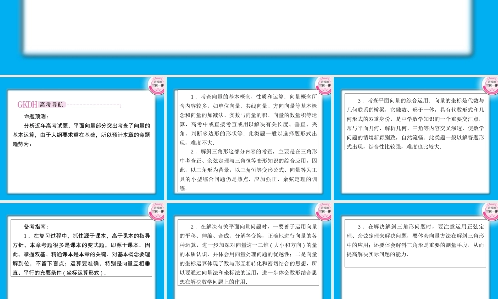 高考数学第一轮总复习经典实用 5-1平面向量学案课件