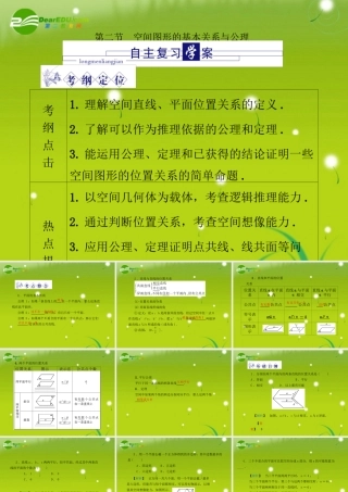 龙门高三数学 第五篇 第二节 空间图形的基本关系与公理自主复习课件(文) 北师大版 课件