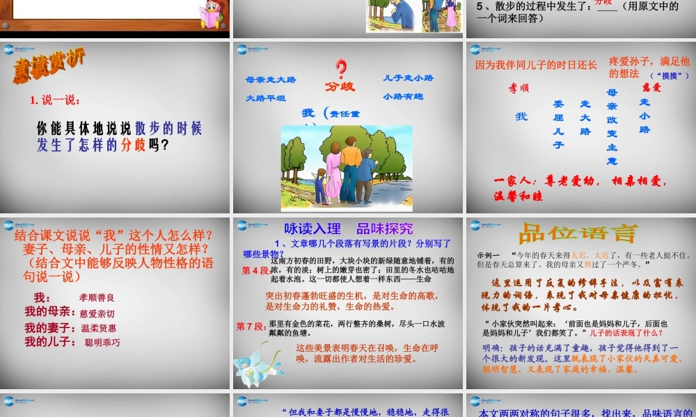 辽宁省东港市小甸子中学七年级语文上册 1 散步课件 (新版)新人教版