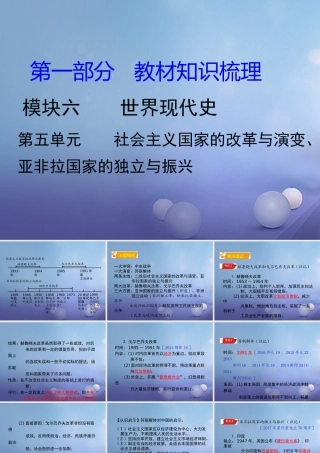湖南省中考历史 教材知识梳理 模块六 世界现代史 第五单元 社会主义国家的改革与演变、亚非拉国家的独立与振兴课件 岳麓版 课件