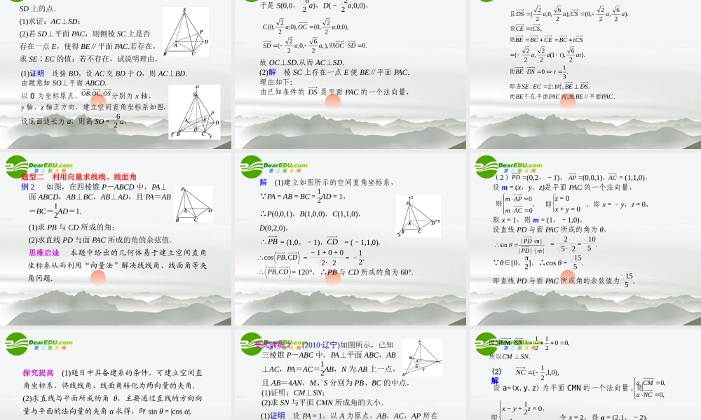 高考数学二轮复习 专题五第2讲立体几何中的向量方法课件 理 大纲人教版 课件