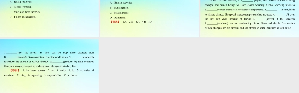 英语 Unit 22 Environmental Protection Section Ⅰ Warm up  Global Warming—Preparing课件 北师大版选修8 课件