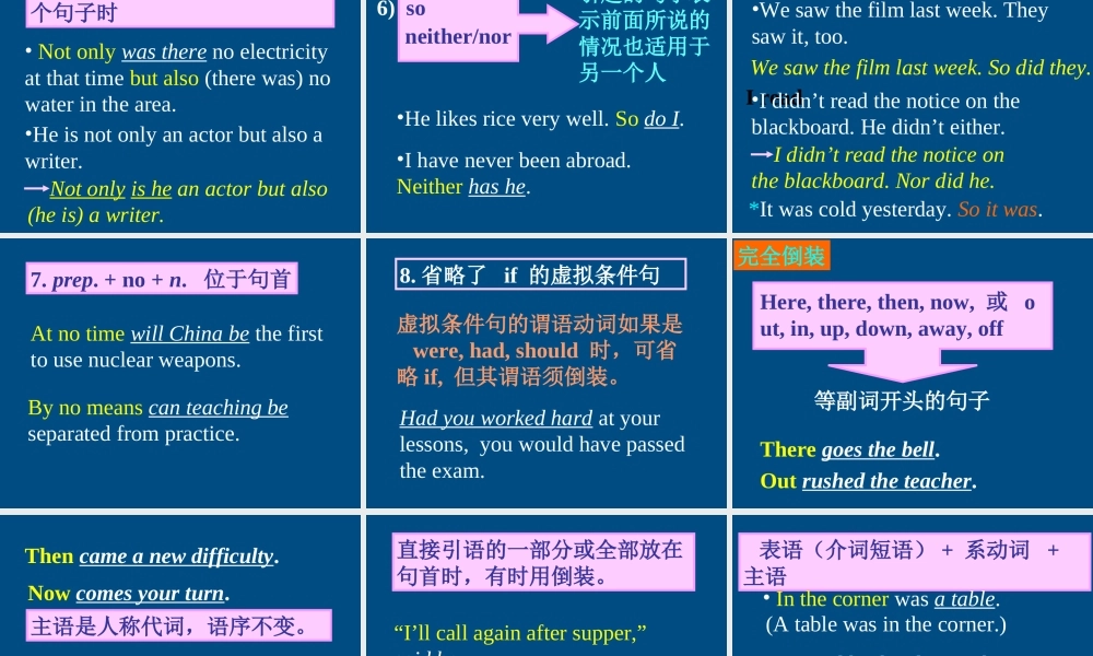 高一英语 inversion课件