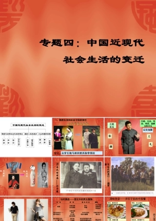历史：专题四《中国近现代社会生活的变迁》复习课件(人民版必修二)