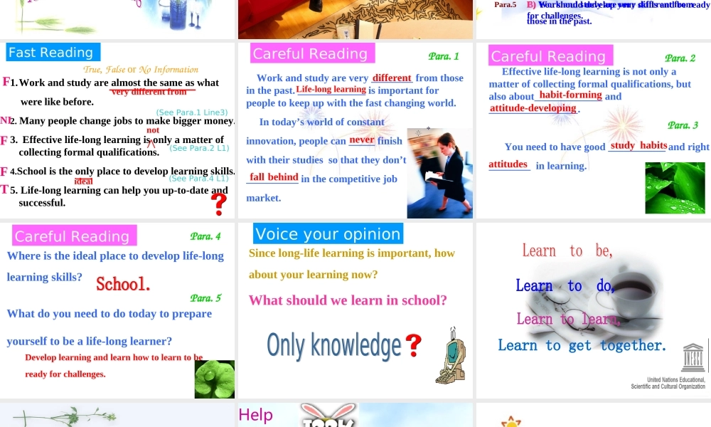 高中英语Unit 15 Lesson 1 Life-long Learning课件5 北师大版 必修5 课件