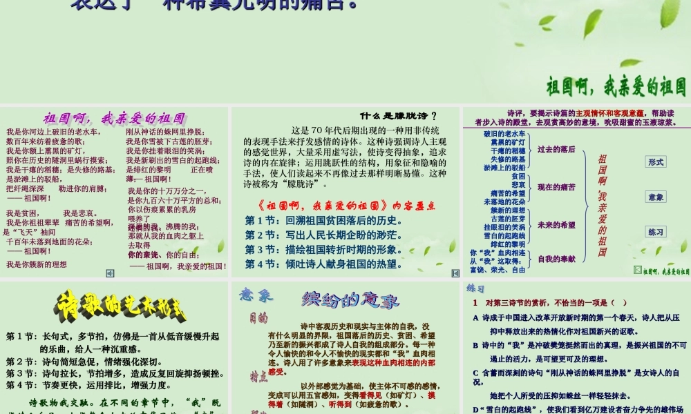 高中语文 1-2-3(祖国啊，我亲爱的祖国)课件 苏教版必修3 课件